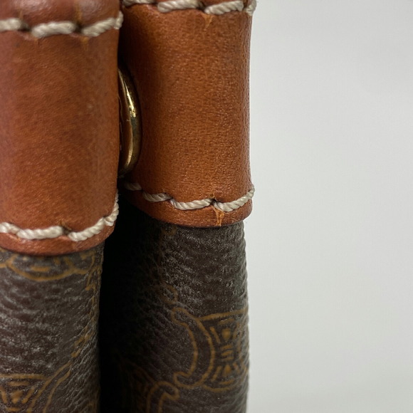 Celine Macadam Pattern Chain Canvas Tote Shoulder Bag Brown - Picture 5 of 7